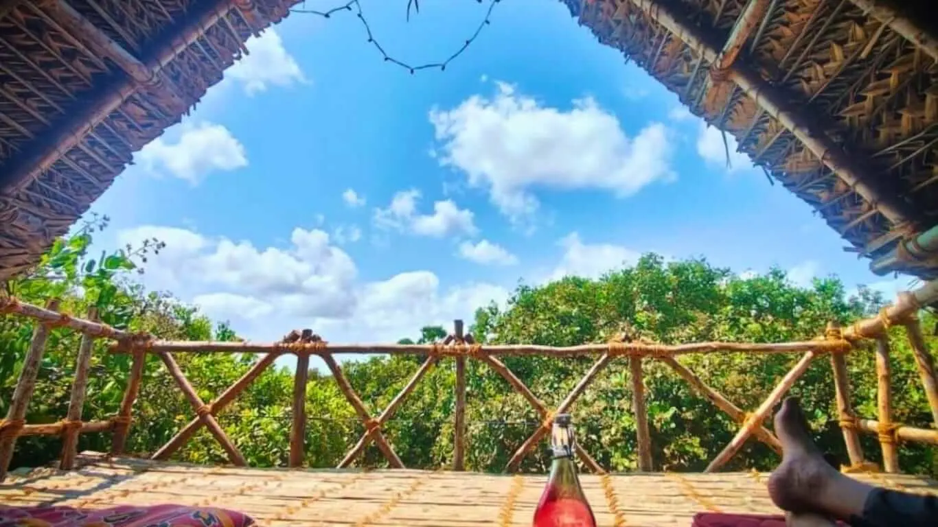 The view of sky from the hut balcony